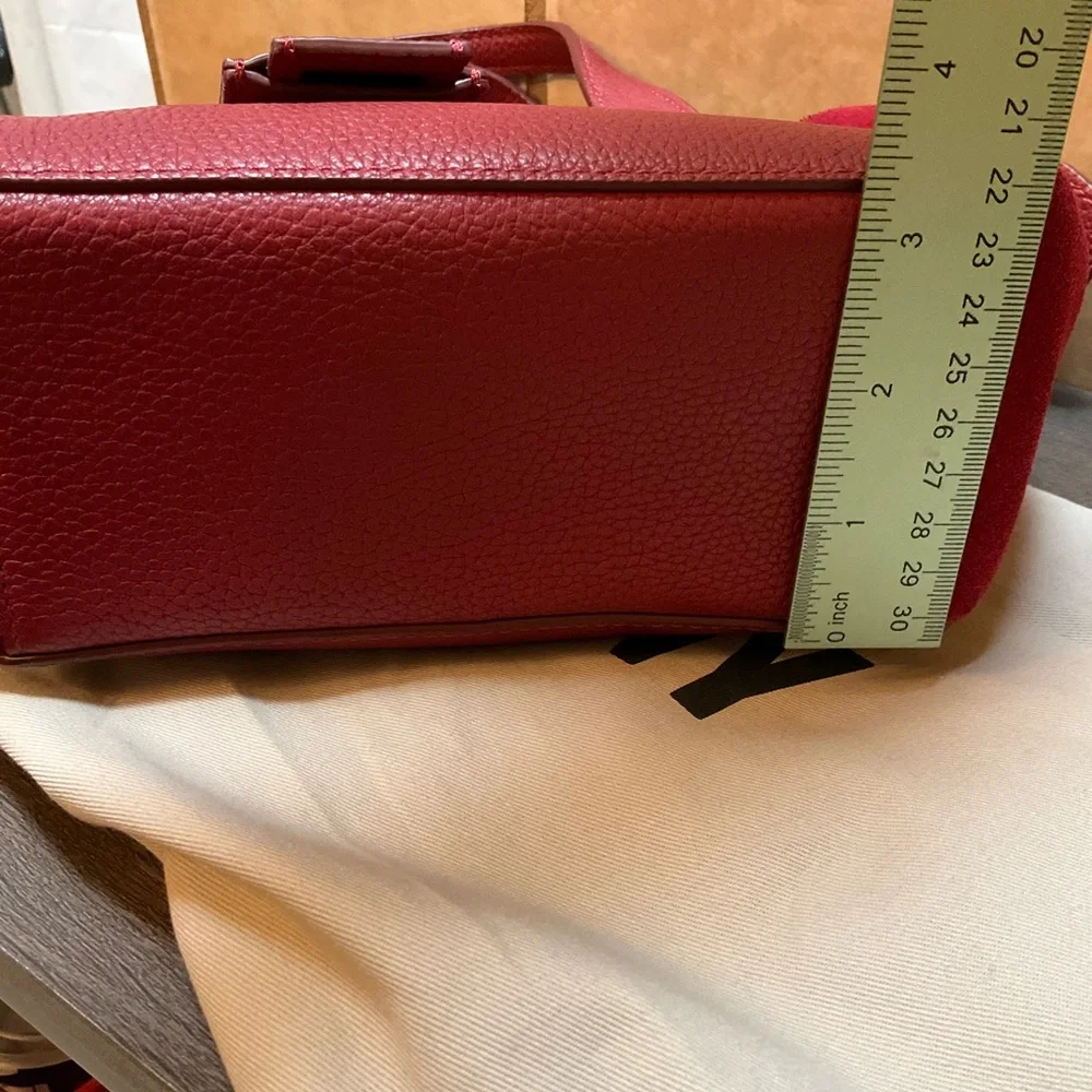 DKNY Effortless The Mini Tote Red Satchel Bag Leather Crossbody, Top handle